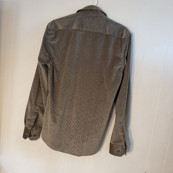 Men’s Button Down Geometric Contiguous Jeans Premium Cotton Slim Fit Size L - Picture 3 of 6